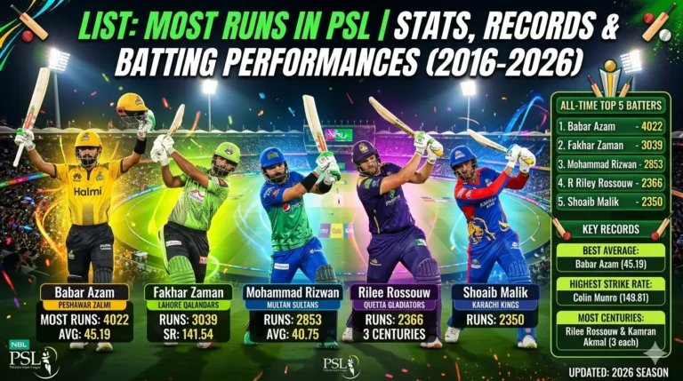List Most Runs In PSL