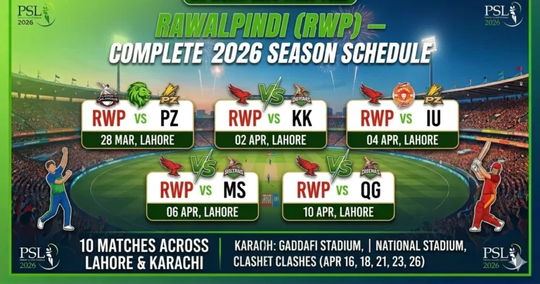Rawalpindiz Schedule